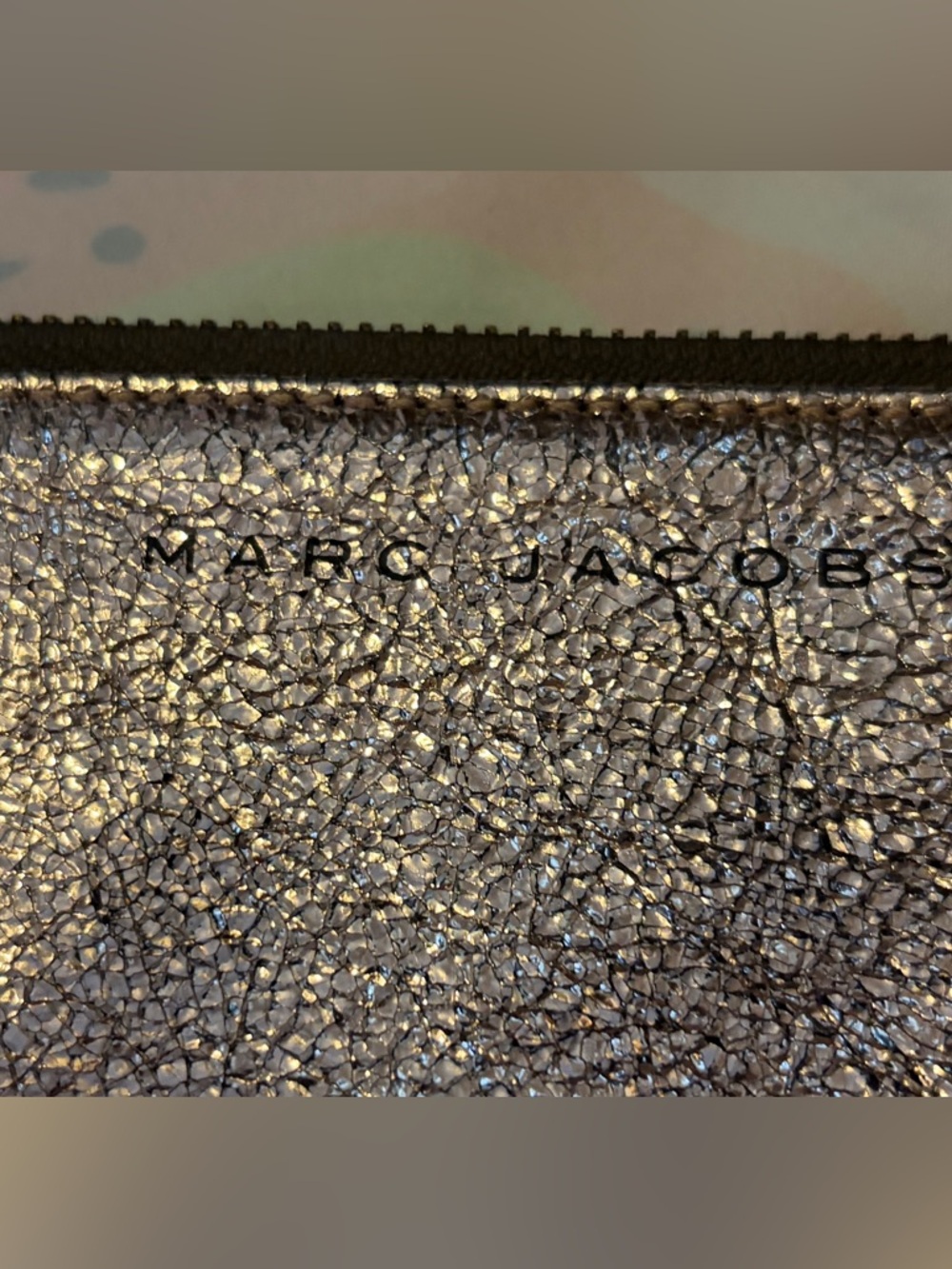 Marc Jacobs Rose Gold Crackle Zip Pouch